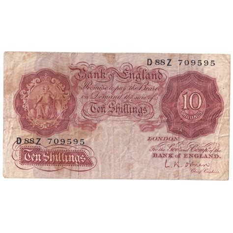 England 1928-1948 10 Shillings F D88Z709595 Banknote – SCOINS INDIA