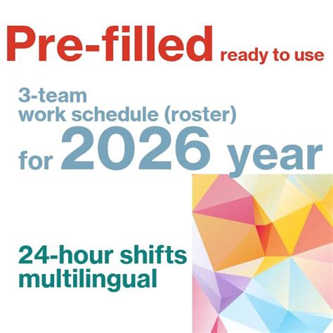 Buy Pre-filled 3-team Work Schedule for 2026, 24-hour Shifts ...