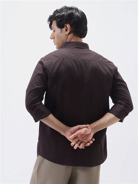 Men's Cocoa Cotton Full Sleeve Regular Fit Casual Solid Shirt – Urbano ...