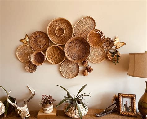 Vintage Basket Wall Bohemian Home Decor Boho Folk Mod Mid | Etsy ...