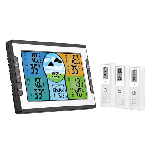Digital Color Wireless Weather Station with 3 Multiple Sensors Indoor ...