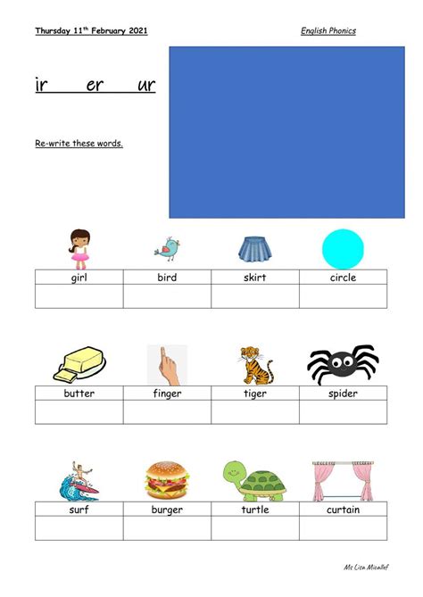 Find the Missing -er, -ir-, ur Letters | Worksheet | Education.com ...