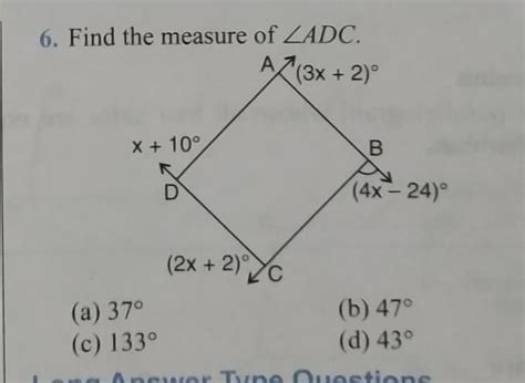 6. Find the measure of angle ADC.plz give full explanationand I know ...