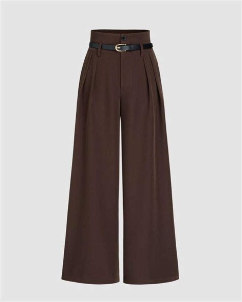 High Waist Pleated Trousers In Chocolate Brown – Littlebox India