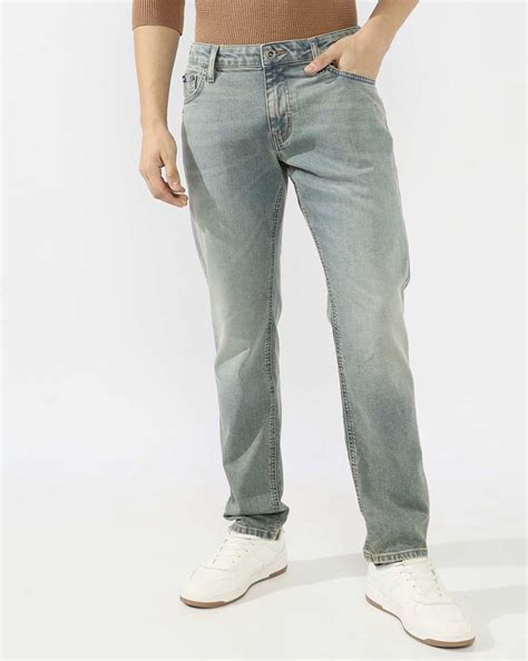 Toki Slim Fit Mid Rise Mid Wash Dark Blue Bootcut Jeans