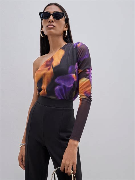 Buy Wardrobe Black Ruffled One-Shoulder Blouse from Westside
