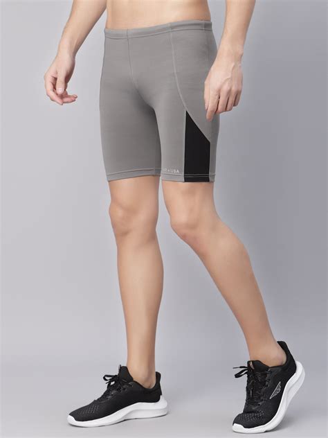 JUMP USA Men Wild Grey Rapid Dry-Fit Solid Training Short Tights