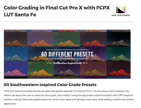 FCPX LUT Santa Fe was Released by Pixel Film Studios for Final Cut Pro X