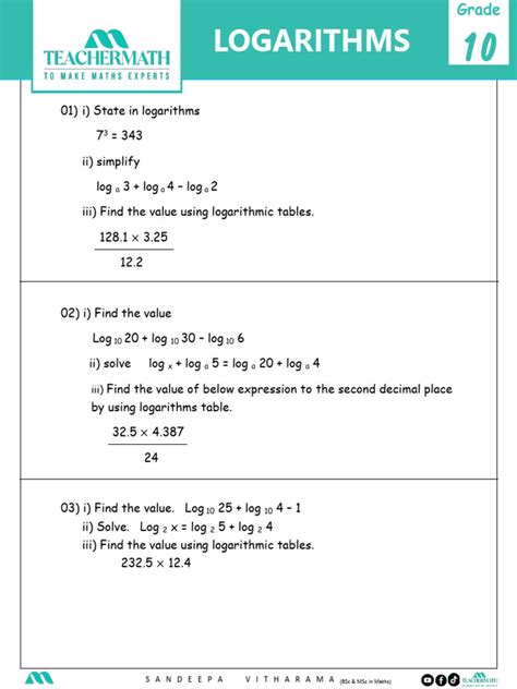 Image result for Master Guide Grade 10 Maths Logarithms Unit Paper