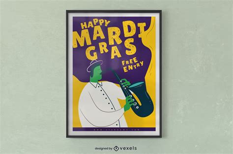 Mardi Gras Music Poster Design Vector Download