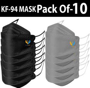 LeSafe Pack of 10 Pcs Combo KF94 Mask 94% Filtration for Bacteria, Made ...