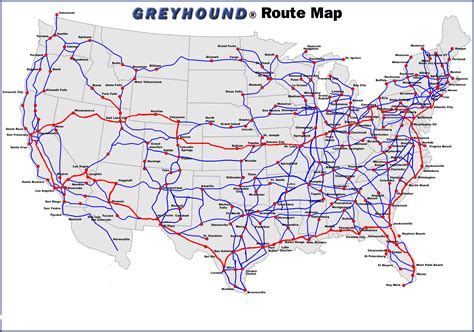 Greyhound Bus USA - Route Map | Amtrak turbotrain route map, Bus route ...