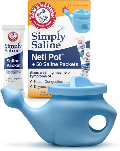 Gurunanda Neti Pot With 50 Salt Packets, Nasal Rinse Kit For Sinus Wash ...