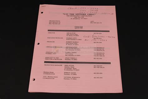 The Prop Gallery | Production paperwork