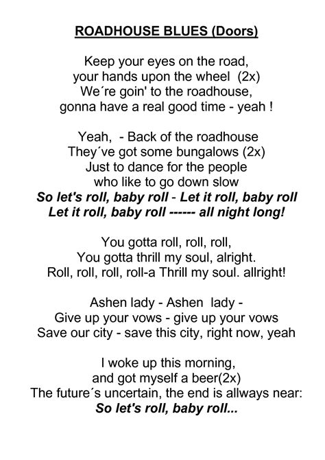 The Doors - Roadhouse Blues | Lyrics, Best songs, Songs