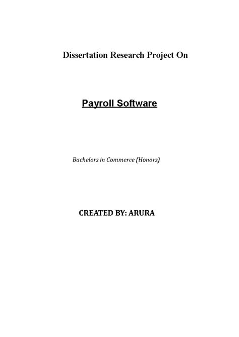 Disseration report on Payroll Statement - Dissertation Research Project ...