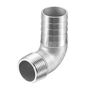 uxcell 304 Stainless Steel Hose Barb Fitting Elbow, 32mm Barbed x G1 ...