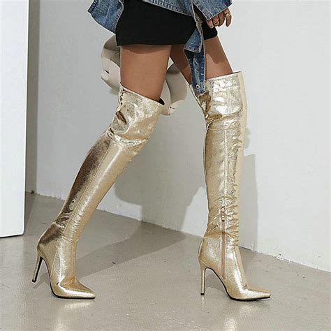 Metallic High Boots – Label Frenesi Fashion