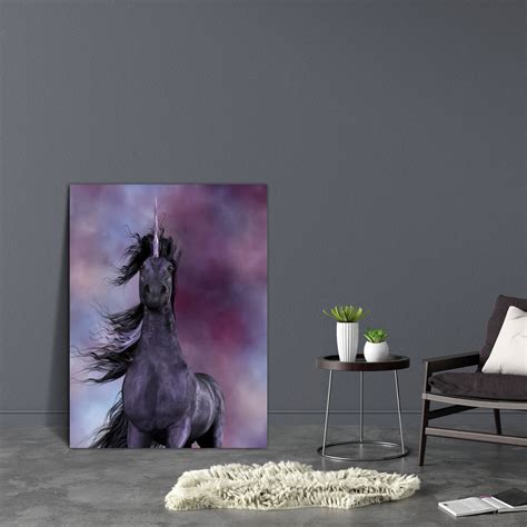 Black Unicorn Canvas Painting Synthetic Frame – ArtzFolio.com