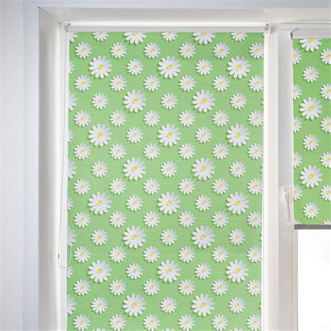 Garden Whispers White Floral & Light Green Roller Blinds - Magicdecor®