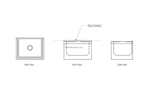 Floor Mop Sink - Free CAD Drawings