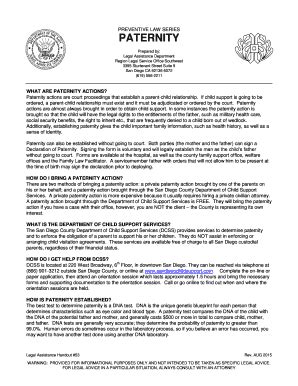 Fillable Online WHAT ARE PATERNITY ACTIONS Fax Email Print - pdfFiller