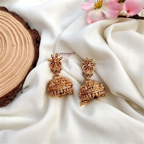 Traditional and minutely crafted AD stone Peacock Jhumka – AJ Punnagai