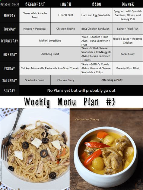 Weekly Menu Plan 的图像结果