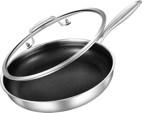 Amazon.com: Inqibee 12-Inch Hybrid Tri-Ply Stainless Steel Sauté Pan ...