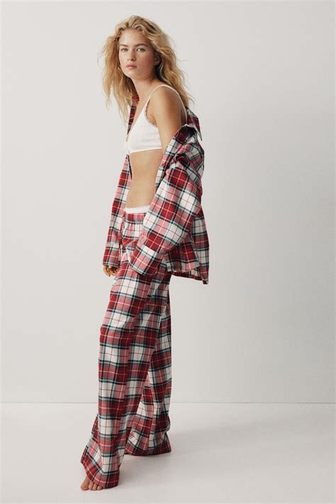 Cotton Flannel Pajamas - Red/plaid - Ladies | H&M US