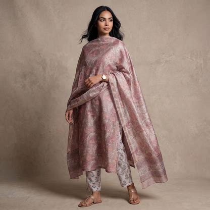 Soft Pink Floral Printed Kurta Set with Dupatta – Aika The label