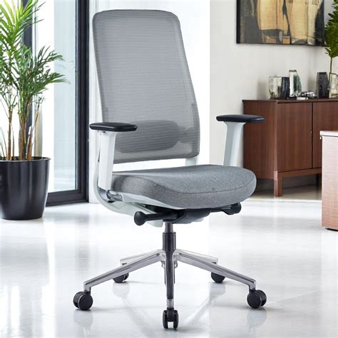 Model 54 Ergonomic Office Chair | White/Grey | Metal Base