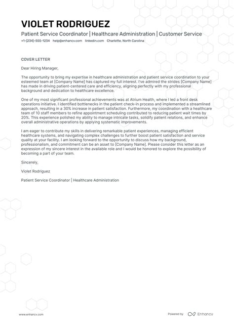 5 Professional Patient Service Representative Cover Letter Examples and Template for 2026 | Enhancv