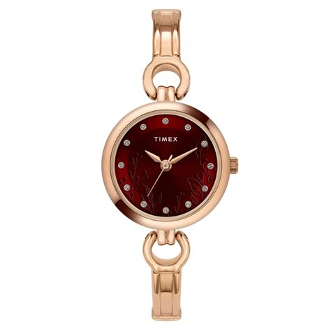 Timex Women Maroon Round Analog Brass Dial Watch- TWEL11437 – KRISHNA ...
