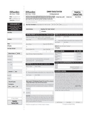 DSP BlackRock Mutual Fund Transaction Form - Blank Fillable Template ...