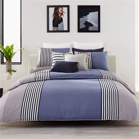 Lacoste Meribel Cotton Bedding Set, Twin/TwinXL Comforter, Blue/White ...