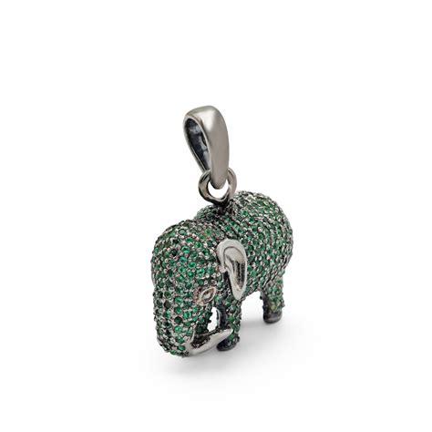 Laboratory Grown Green Stone Elephant Shaped Pendant