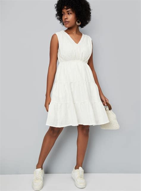 Buy Women Textured Tiered Dress Online at just Rs. 1199.0 ...