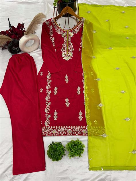 SR 1662 PARTY WEAR LOOK LADIES TOP BOTTOM AND DUPATTA SET AT BEST ...