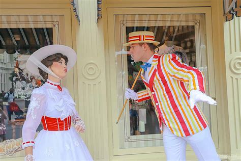 Mary Poppins and Bert Stroll Main Street USA in Jolly Holiday Fashion