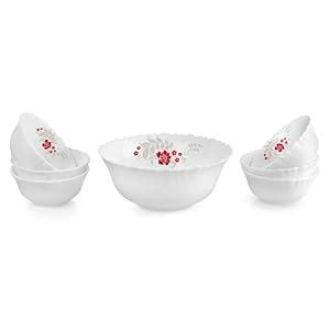 Cello Scarlet Bliss Dazzle Series Opalware Pudding, Set of 7, White ...