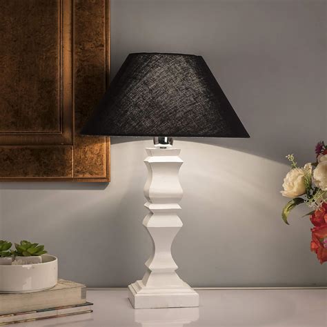 Buy Homesake® Classic Cube Cut, White Table Lamp with Black Shade ...