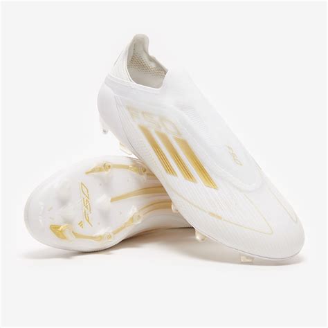adidas F50 Elite Schnürungslos FG - Weiß/Gold Met/Weiß - Erwachsenen ...