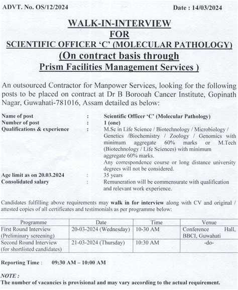 BBCI Molecular Pathology Scientific Officer Opening