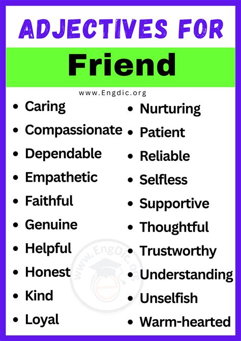 20+ Best Words to Describe Friend, Adjectives for Friend - EngDic