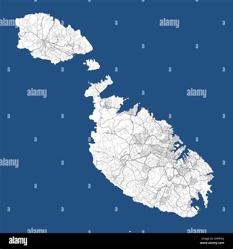 Malta vector map. Detailed map of Malta country islands, Valletta city ...