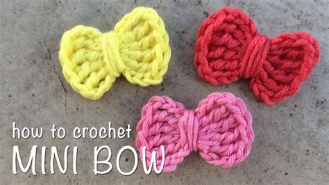 How To Crochet Mini Bow - YouTube | Crochet bow pattern, Crochet bows ...