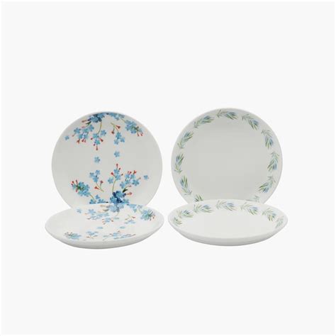 Buy Clay Craft White And Blue Ceramic Snack Plate - 14Cm - Set Of 4 ...