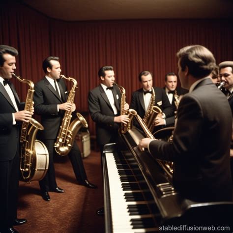 1960s Jazz Musicians in Mafia-Frequented Bar | Stable Diffusion Online
