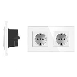 Generic EU 153 * 82mm Glass Panel Wall Double Socket Electrical Outlets ...